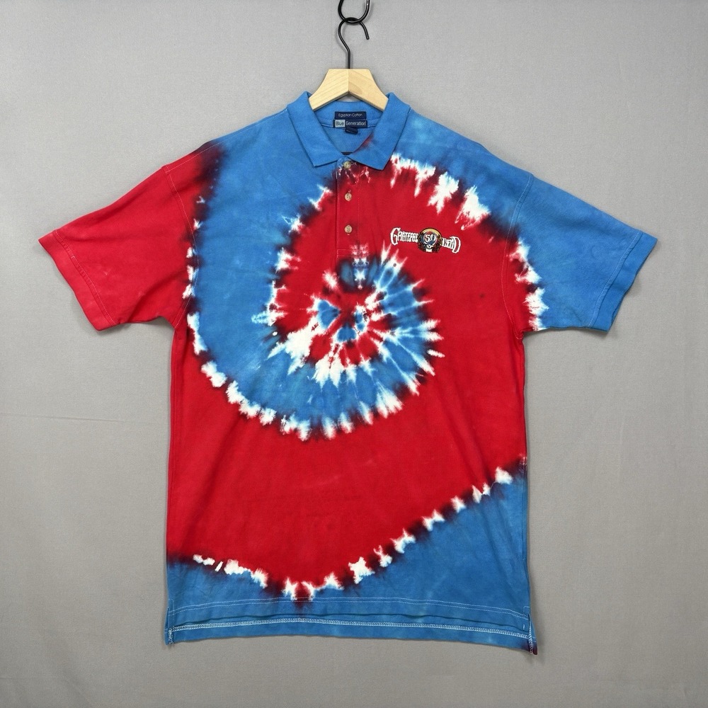 Blue Generation Grateful Dead 50th Anniversary Polo Shirt XL Custom Tie Dye